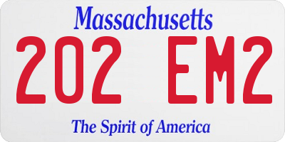 MA license plate 202EM2