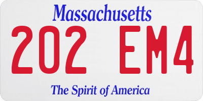 MA license plate 202EM4