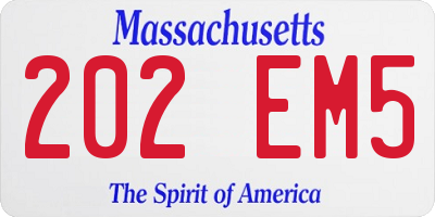 MA license plate 202EM5