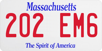 MA license plate 202EM6