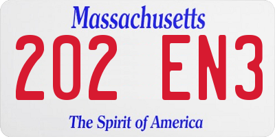 MA license plate 202EN3