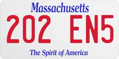 MA license plate 202EN5