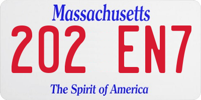MA license plate 202EN7