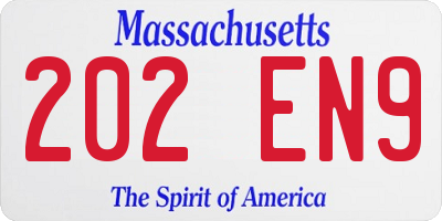 MA license plate 202EN9