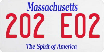 MA license plate 202EO2