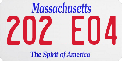 MA license plate 202EO4