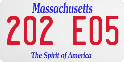 MA license plate 202EO5