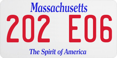 MA license plate 202EO6