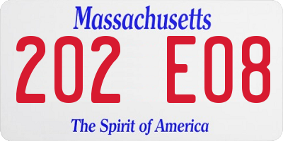 MA license plate 202EO8