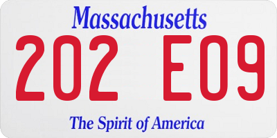 MA license plate 202EO9