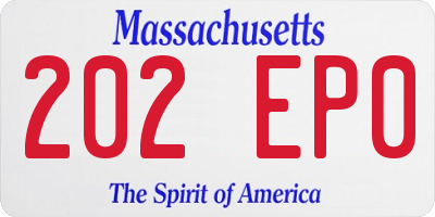 MA license plate 202EP0