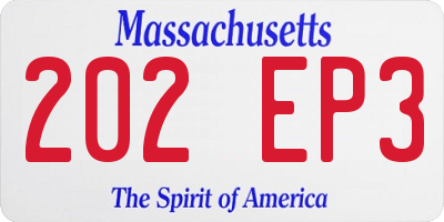 MA license plate 202EP3