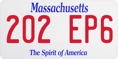 MA license plate 202EP6