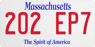 MA license plate 202EP7