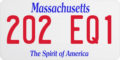 MA license plate 202EQ1