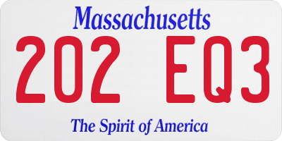 MA license plate 202EQ3