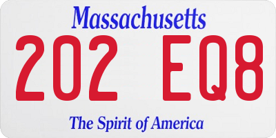 MA license plate 202EQ8