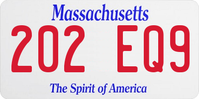 MA license plate 202EQ9