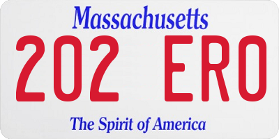 MA license plate 202ER0