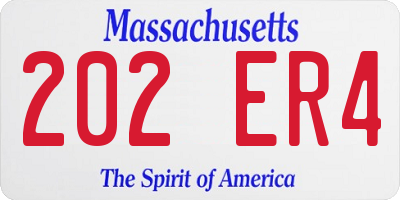 MA license plate 202ER4
