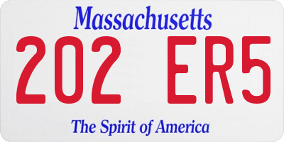 MA license plate 202ER5