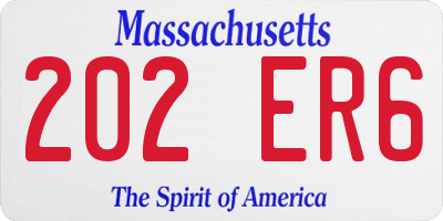 MA license plate 202ER6