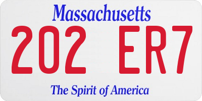 MA license plate 202ER7