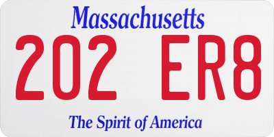 MA license plate 202ER8