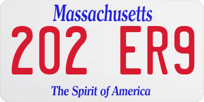 MA license plate 202ER9