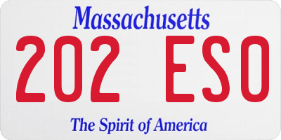 MA license plate 202ES0