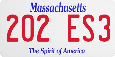 MA license plate 202ES3