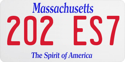 MA license plate 202ES7