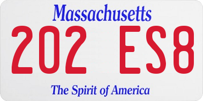 MA license plate 202ES8