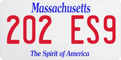 MA license plate 202ES9