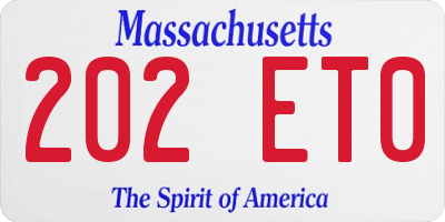 MA license plate 202ET0