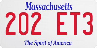 MA license plate 202ET3
