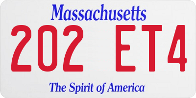 MA license plate 202ET4