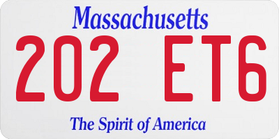 MA license plate 202ET6