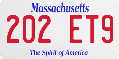 MA license plate 202ET9
