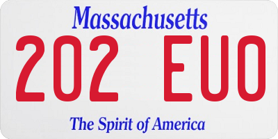 MA license plate 202EU0