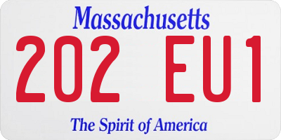 MA license plate 202EU1