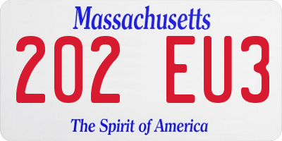 MA license plate 202EU3