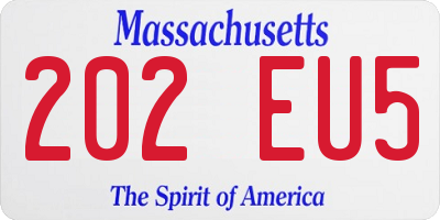 MA license plate 202EU5