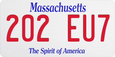 MA license plate 202EU7