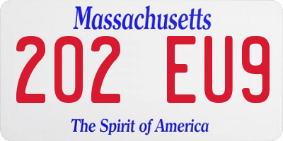 MA license plate 202EU9