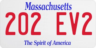 MA license plate 202EV2