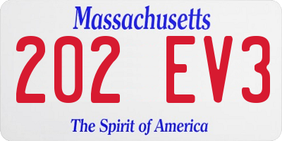 MA license plate 202EV3