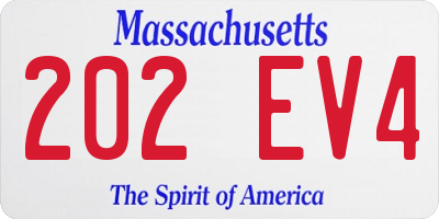 MA license plate 202EV4
