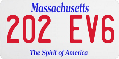 MA license plate 202EV6