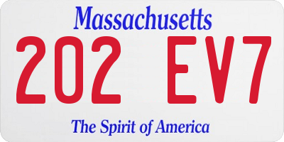MA license plate 202EV7